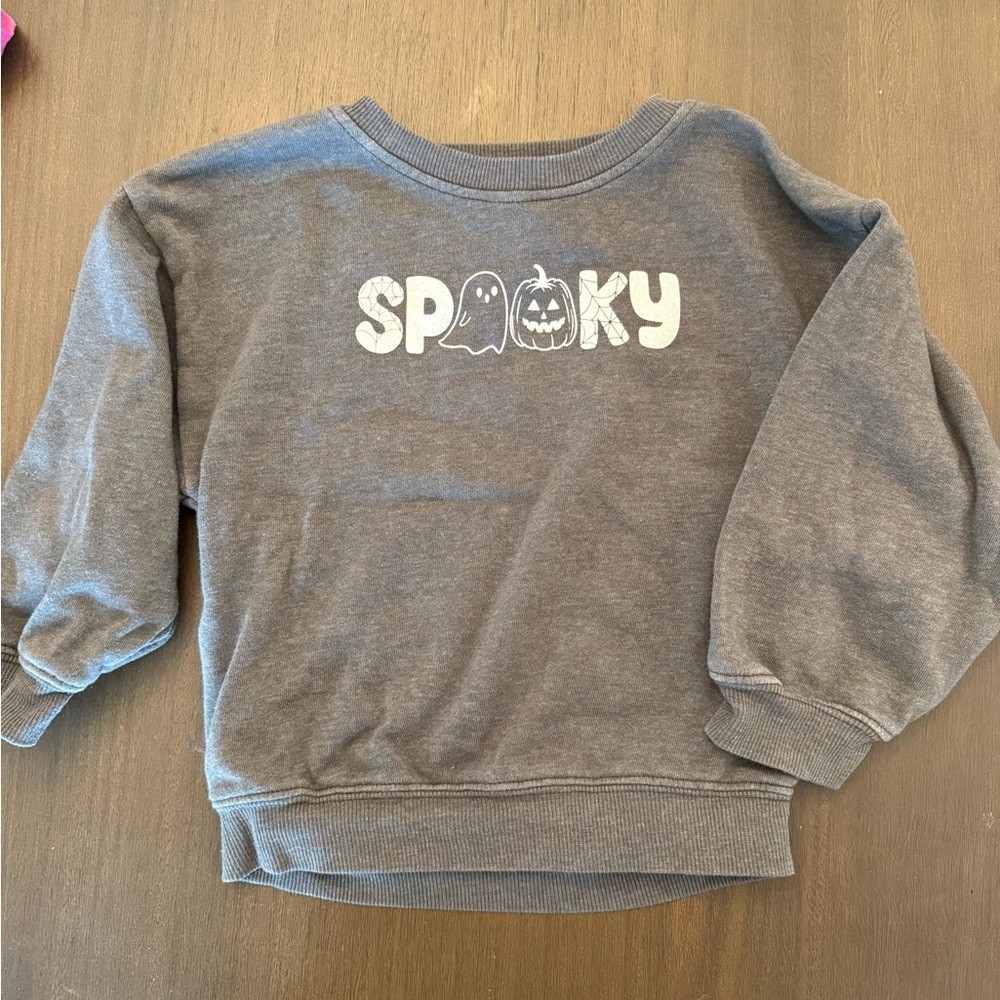 Cozy Gray 'Spooky' Kids Sweatshirt